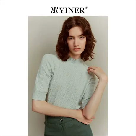 【裸感羊绒】YINER音儿女装冬季绵羊毛针织衫肌理上衣商品大图