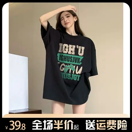 美式复古短袖t恤女纯棉2024新款早春潮牌设计感小众宽松上衣夏季商品大图