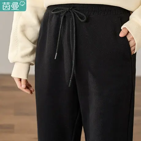 茵曼松紧腰休闲运动裤女束脚卫裤2024新款春款哈伦裤子直筒长裤图片