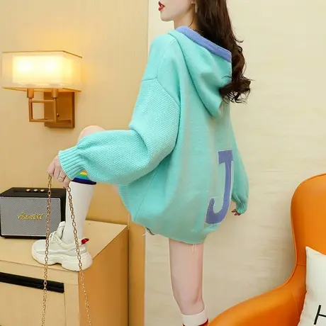 宽松慵懒风连帽毛衣女2023年新款秋季时尚洋气减龄网红很仙的上衣图片