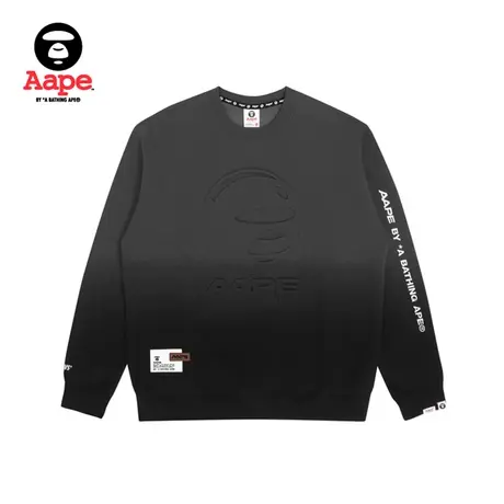 Aape旗舰店男装秋冬双色渐变拼接立体宽松薄绒圆领卫衣3937XXJ商品大图