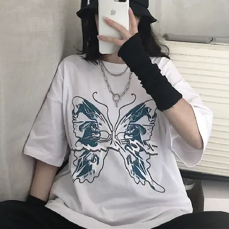 网红ins超火短袖t恤女2020夏季宽松韩版原宿bf慵懒风半袖上衣服潮商品大图