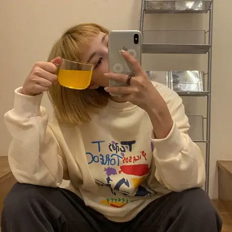 美式复古vintage卫衣女秋季宽松韩版上衣设计感小众薄款外套潮ins图片