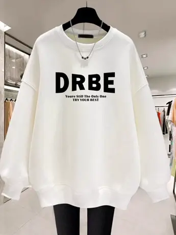 美式慵懒风圆领卫衣加绒加厚女2023秋冬新款宽松oversize长袖上衣图片