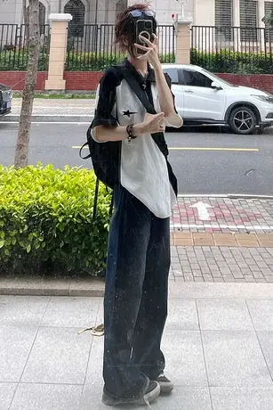 polo领短袖t恤女夏季小众设计感美式复古休闲宽松半袖小个子上衣图片