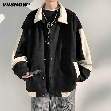 VIISHOW麂皮绒外套男春秋季潮流美式复古工装夹克潮牌男生上衣服商品大图
