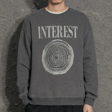 创意年轮印花卫衣男无帽春秋款潮ins港风宽松潮流春装潮牌外套男商品大图