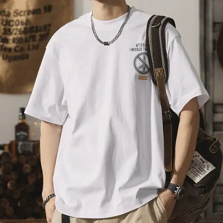 Modi Nick/摩帝尼克夏季男士休闲潮流短袖t恤纯棉潮牌宽松男款T恤商品大图