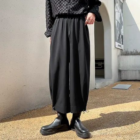 春夏季新款原创设计暗黑个性小众日系冷淡山本风阔腿裤休闲九分裤商品大图