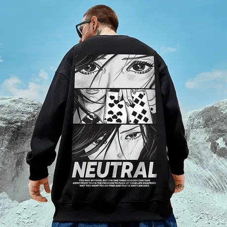 国潮潮流潮牌卫衣男oversize加肥加大胖子加厚大码上衣秋季情侣潮商品大图