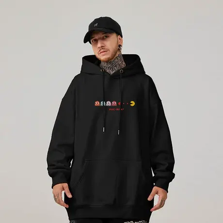 日系重磅350g加肥加大连帽秋冬季卫衣男街头潮牌美式宽松百搭上衣图片