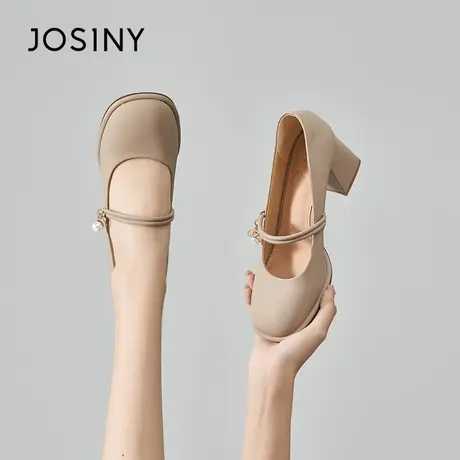 Josiny/卓诗尼玛丽珍女鞋2023年新款夏季粗跟仙女风女款晚晚鞋子商品大图