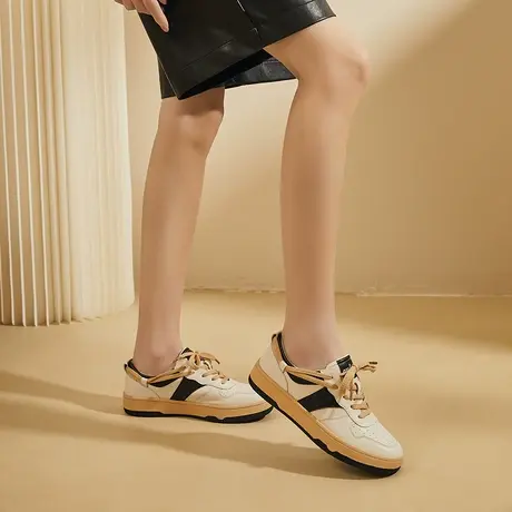 exull/依思Q乐福鞋女2023秋冬新款女鞋一脚蹬中口单鞋黑色小皮鞋商品大图