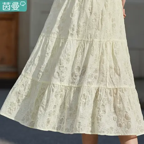 茵曼旗舰店提花半身裙女士2023夏季新款显瘦宽松气质a字伞裙子图片