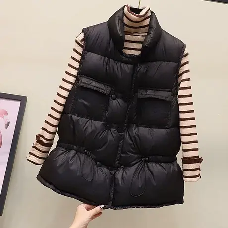 羽绒棉马甲女短款2023新款秋冬季外套韩版立领坎肩面包服背心马夹商品大图