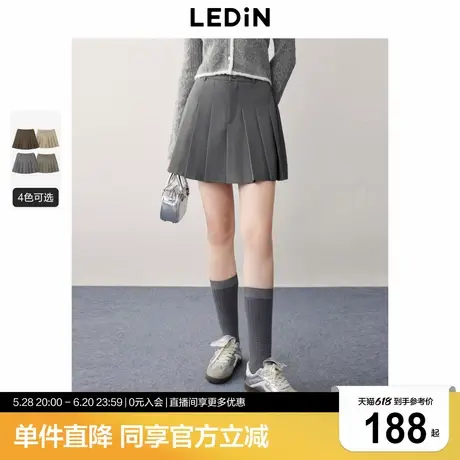 乐町甜美学院风半身裙春新款格雷系百褶裙通勤设计感JK风A字短裙图片