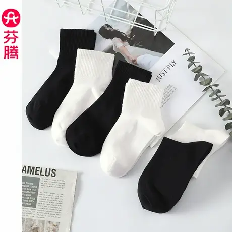芬腾女士新款袜子夏季纯棉吸汗防臭透气抗菌中筒袜春秋中长款棉袜商品大图