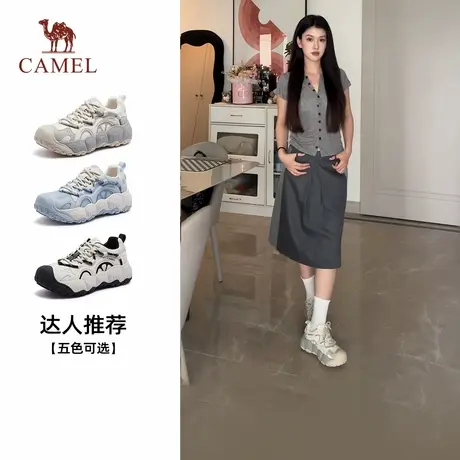 骆驼女鞋2025秋季新款丑萌鞋透气厚底增高休闲鞋拼色老爹鞋运动鞋商品大图