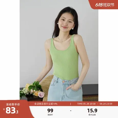 嘉茱莉圆领针织吊带背心女2025夏季新款小个子内搭打底上衣美背图片