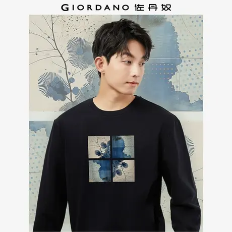 佐丹奴卫衣男装印花圆领长袖针织套头卫衣 61094272商品大图