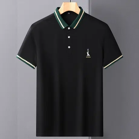 短袖翻领T恤男装夏季桑蚕丝Polo衫商务休闲半袖爸爸装体恤上衣薄商品大图