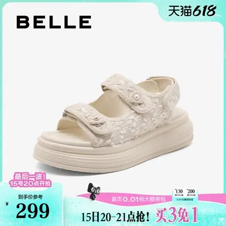 百丽运动厚底凉鞋女款新款休闲女鞋子罗马凉鞋B4A1DBL4图片