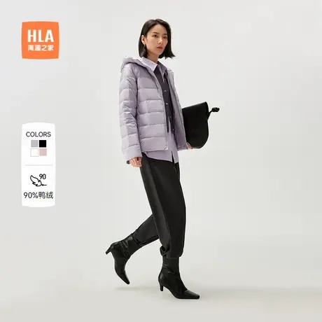 HLA/海澜之家远红外羽绒服秋冬季新款连帽白鸭绒显瘦保暖外套女士商品大图