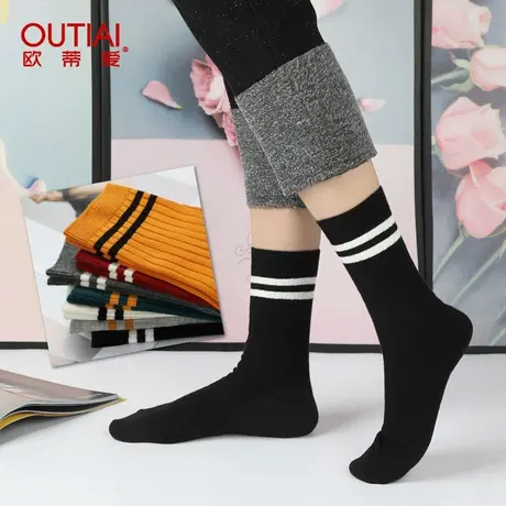 欧蒂爱秋冬中筒纯棉底防臭鲨鱼裤配的袜子女棉潮女士长筒无缝女袜图片