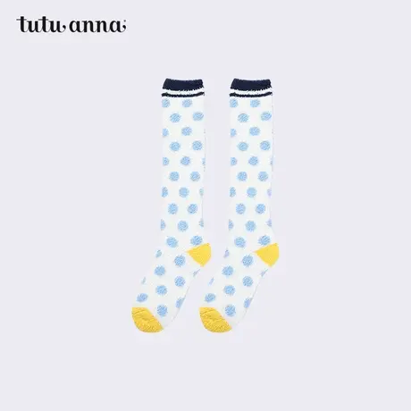 tutuanna过膝袜 女 秋冬厚款斑点图案毛毛袜少女风保暖地板袜女商品大图