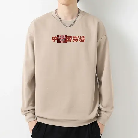 重磅纯棉卫衣男秋冬摇粒绒潮牌潮流老虎无帽上衣宽松圆领长袖t恤商品大图