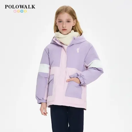 【90白鸭绒】POLOWALK童装女童羽绒服2025秋冬中长款加厚连帽上衣图片