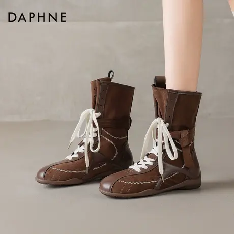 达芙妮美拉德棕色马丁靴女款2026新款秋季西部牛仔靴短靴拳击靴子商品大图