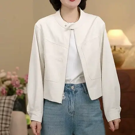 短款外套女2025早秋新款韩系休闲时尚百搭显瘦小个子立领夹克上衣图片