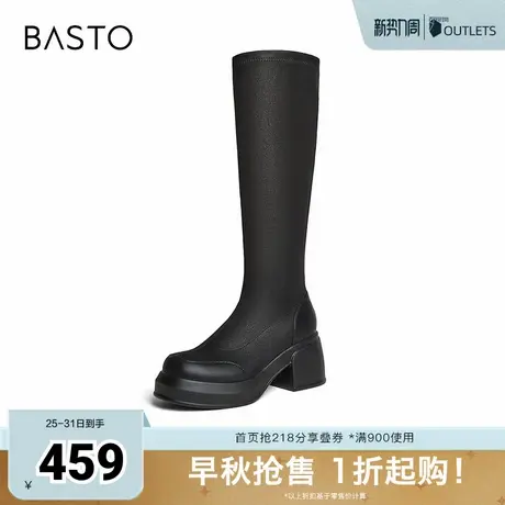 百思图2025冬季新款商场同款骑士靴时尚潮流女长靴E5033DG5图片