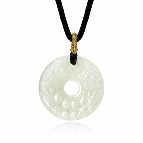 周大生天然和田白玉貔貅吊坠女正品真玉石挂坠编绳项链生日礼物商品大图