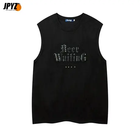 圆领无袖t恤男夏季水洗麂皮坎肩上衣男士运动健身篮球汗背心潮图片