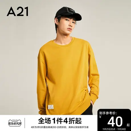 A21男装圆领长袖男冬季情侣装无性别卫衣男士秋冬款外套上衣男款图片