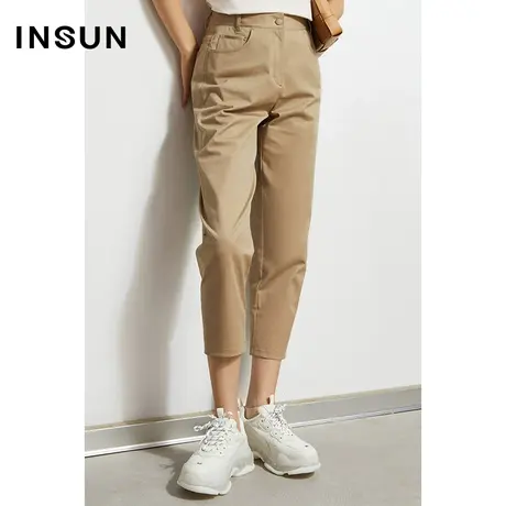 INSUN恩裳秋季棉麻直筒九分小脚裤商品大图