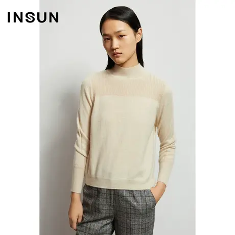 INSUN恩裳秋季直身100%羊绒毛针织衫商品大图