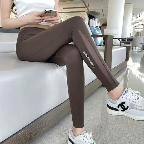 卡其色外穿冰丝鲨鱼打底裤女夏季薄款高腰收腹弹力瑜伽沙鱼芭比裤图片