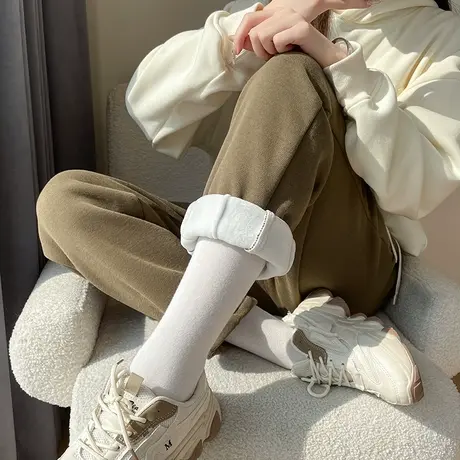 卫裤女2023秋冬季新款加绒加厚直筒运动裤宽松显瘦百搭九分哈伦裤商品大图