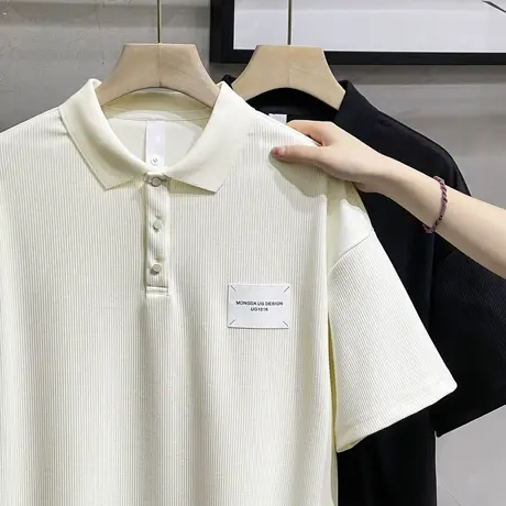 肌理感重磅短袖POLO衫男夏季宽松青年保罗美式设计感半袖T恤潮流商品大图