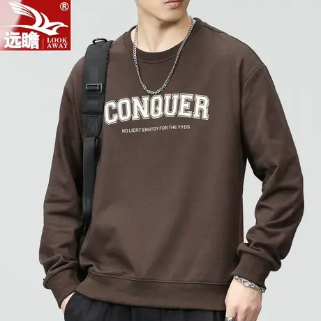 男士圆领卫衣2023年秋季新款宽松休闲长袖打底衫潮牌百搭印花上衣商品大图