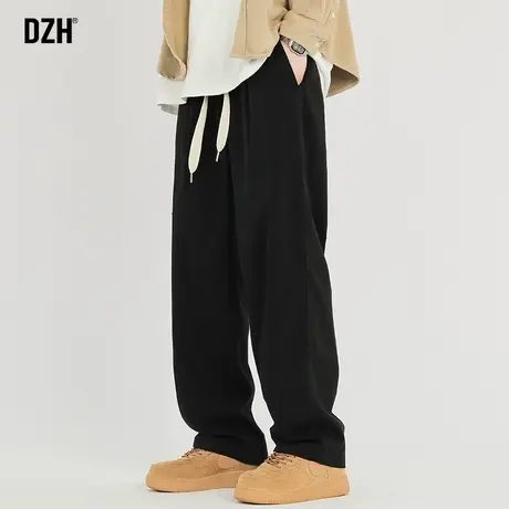 男生纯棉黑色裤子男款春夏2023新款直筒休闲裤潮牌男裤百搭阔腿裤商品大图