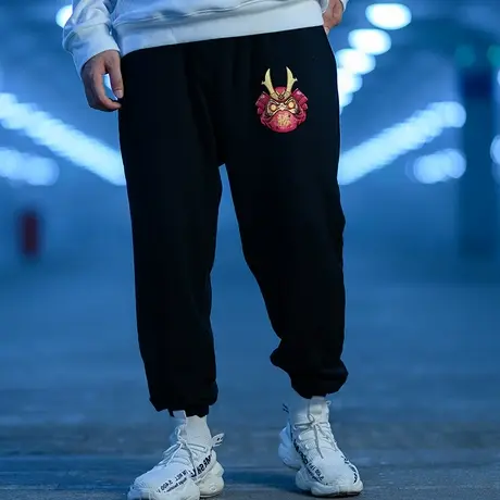 潮牌大码胖子裤子男宽松加肥加大号加绒特大肥佬束脚休闲运动长裤图片