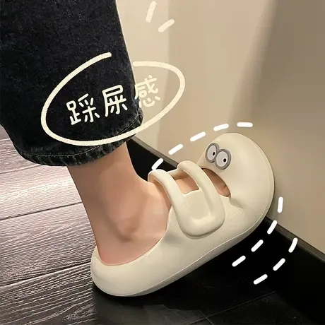 包头半拖鞋女夏外穿孕妇护士踩屎感软底凉鞋海边沙滩丑萌大头凉拖图片