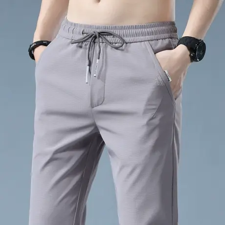 夏季超薄款冰丝速干西裤男士修身小脚运动休闲长裤子2023新款夏天商品大图