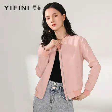 Yifini/易菲长袖宽松短款小外套女春秋新款韩版休闲薄款上衣商品大图