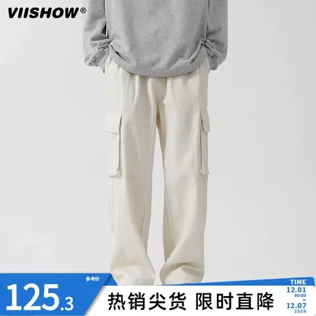 VIISHOW秋冬新款工装长裤子男生港风日系宽松直筒显高气质休闲裤商品大图