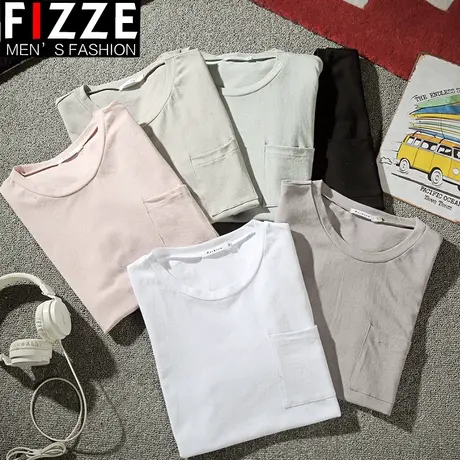 夏装短袖T恤男士圆领薄款修身半袖体恤潮男款夏季上衣服男打底衫商品大图